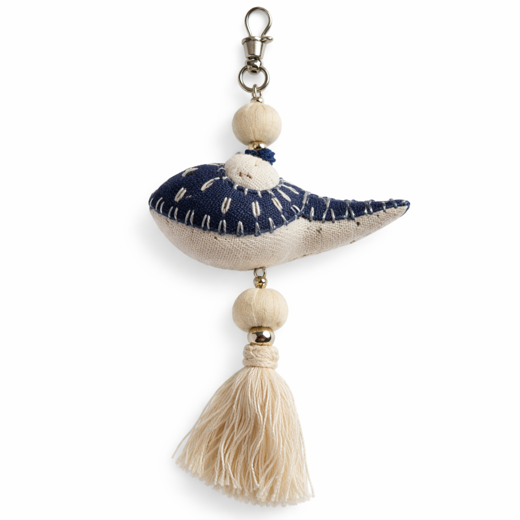 Jurairat Embroidery - Hand-Embroidered Shark Keychain