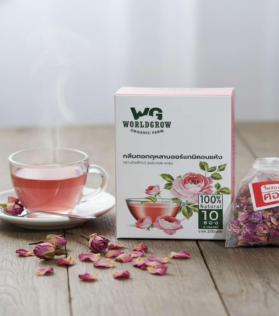 WorldGrow Organic Farm - "100% Dried Organic Rose (2 g. x 10 bags) "