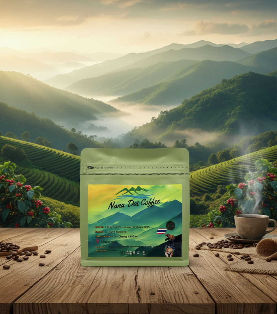 Nana Doi Coffee - Dark Roast Arabica Coffee Beans (Green Bag) 250 g