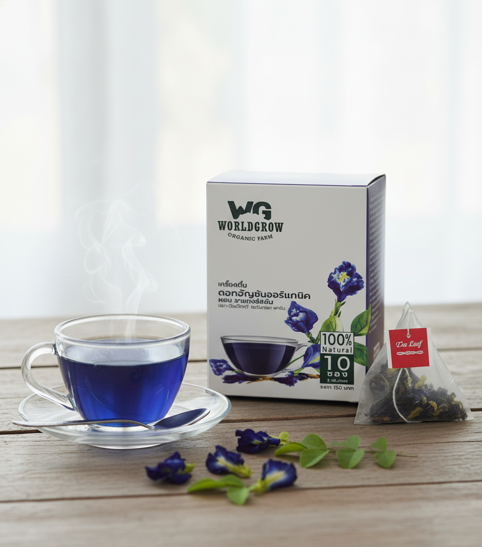WorldGrow Organic Farm - "Organic Butterfly Pea Flower with Assam Red Tea (2 g. x 10 bags)"
