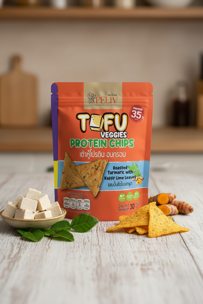 PELIV - Tofu Veggies Protein Chips Roaster Turmeric With Kaffir Lime Leaves