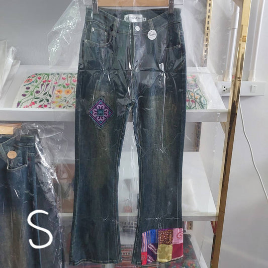Patched leg jeans