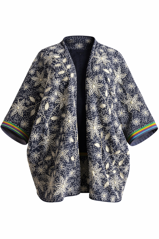 Artisan Spirit: Full Hand-Embroidered Hemp-Blend Shirt