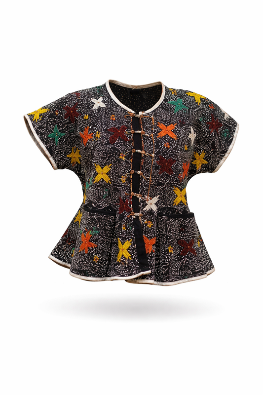 Thai Lue Fabric (Buarawong) - Women’s Embroidered Short-Sleeve Shirt
