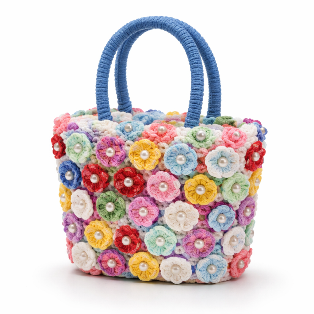 DIY by Sownoi - Woven Basket with Yarn Flowers