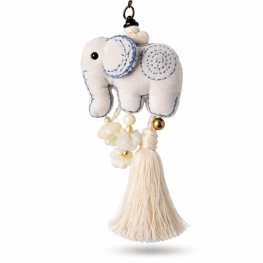 Mae Ying Shop - Square-Bottom Elephant Embroidered Keychain