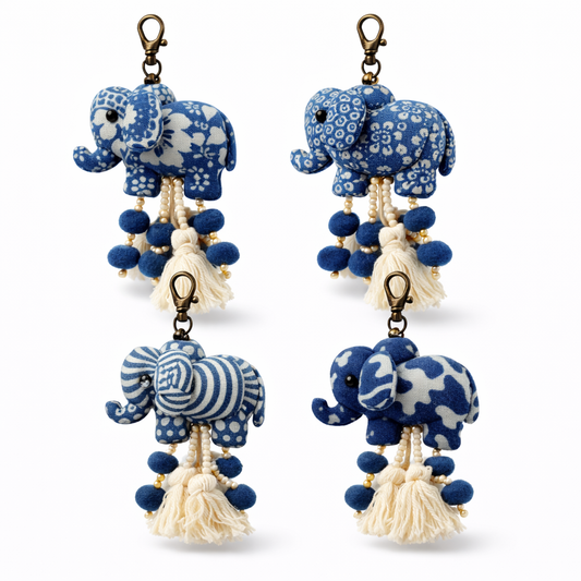 Mae Ying Shop - Butterfly-Ear Elephant Pattern Fabric Keychain