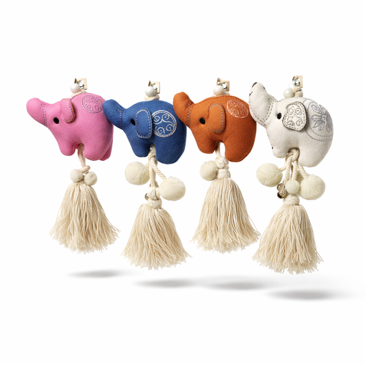Mae Ying Shop - Large Round-Bottom Elephant Keychain (Assorted Colors)