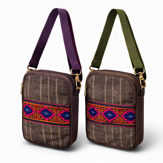 Mae Ying Shop - Hand-Embroidered Phone Crossbody Bag