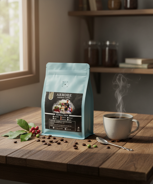 ARMORE - 100% Special Grade Arabica Coffee Beans, Medium Roast, 250g (Blue Bag)