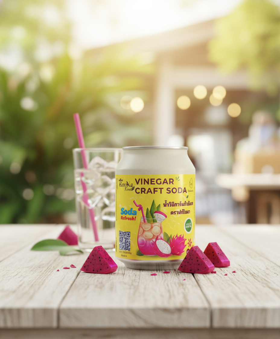 Bann Na Kwan - Dragon Fruit Vinegar, Honey, Craft Soda