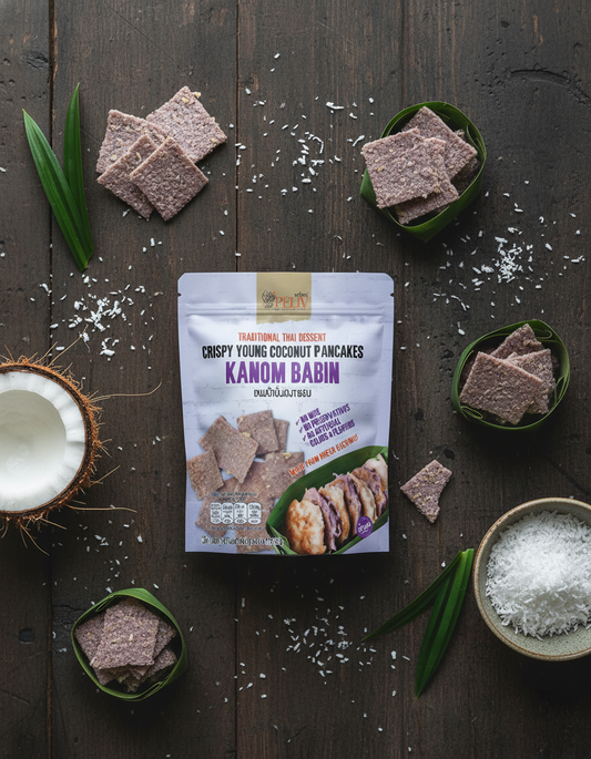 PELIV - Crispy Young Coconut pancakes  Kanom Ba-Bin