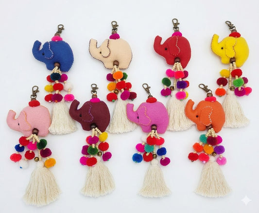 Mae Ying Shop - Butterfly-Ear Elephant Hand-Embroidered Keychain