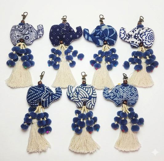 Mae Ying Shop - Butterfly-Ear Elephant Pattern Fabric Keychain